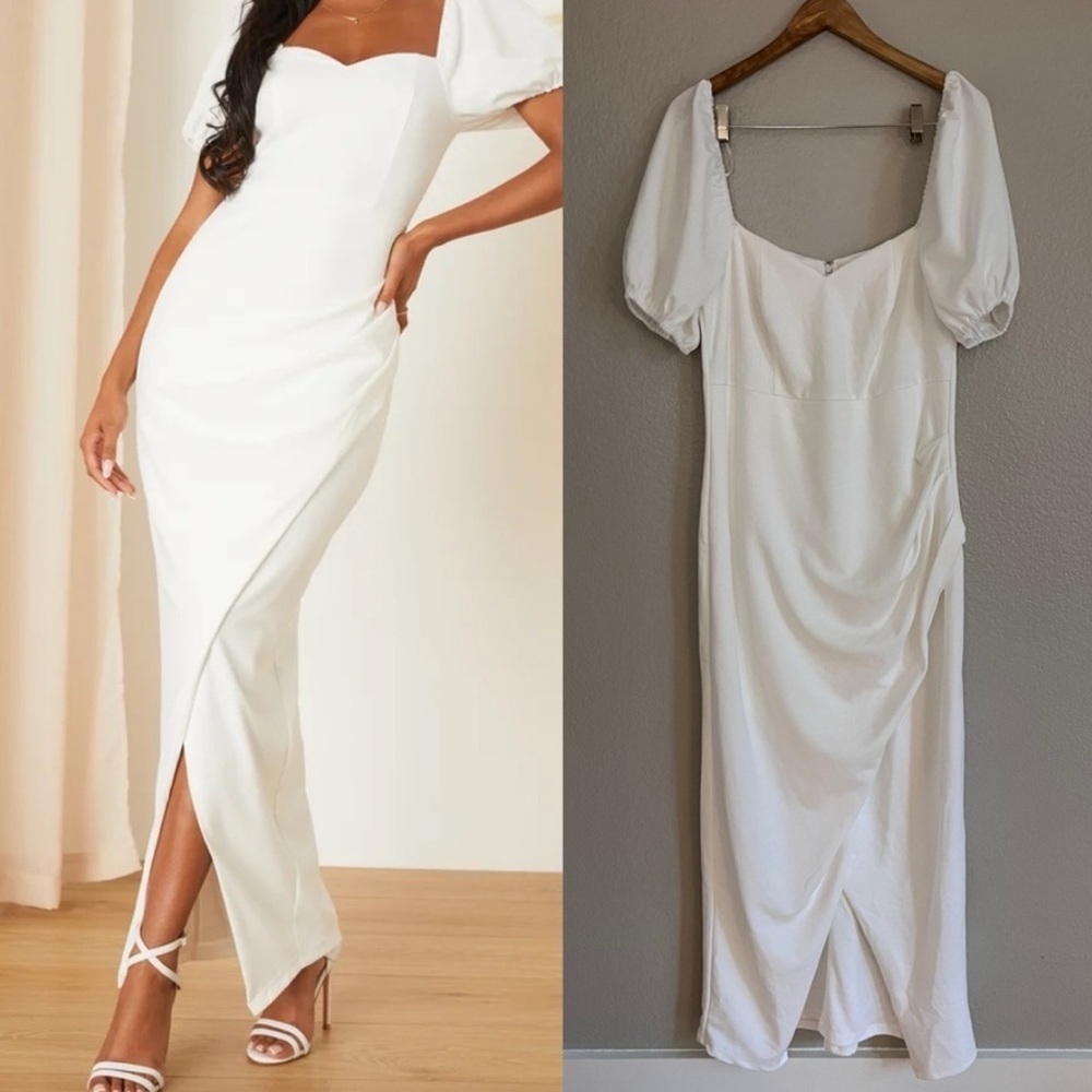 No Greater Love White Puff Sleeve Maxi Dress